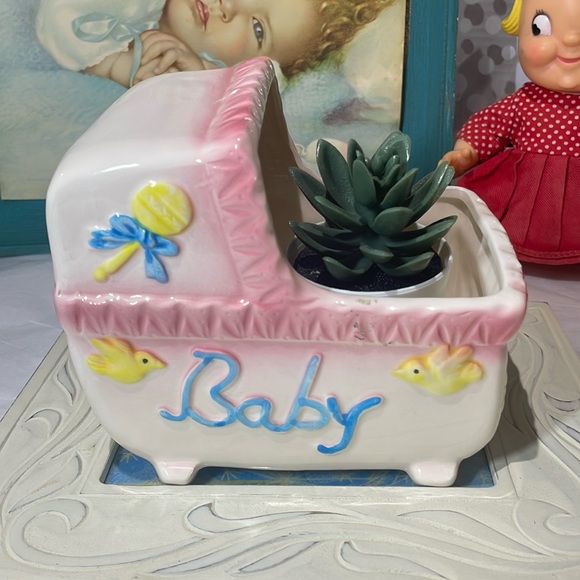 ⚡️5/$25- Vintage My Neil baby carriage planter - Picture 1 of 9